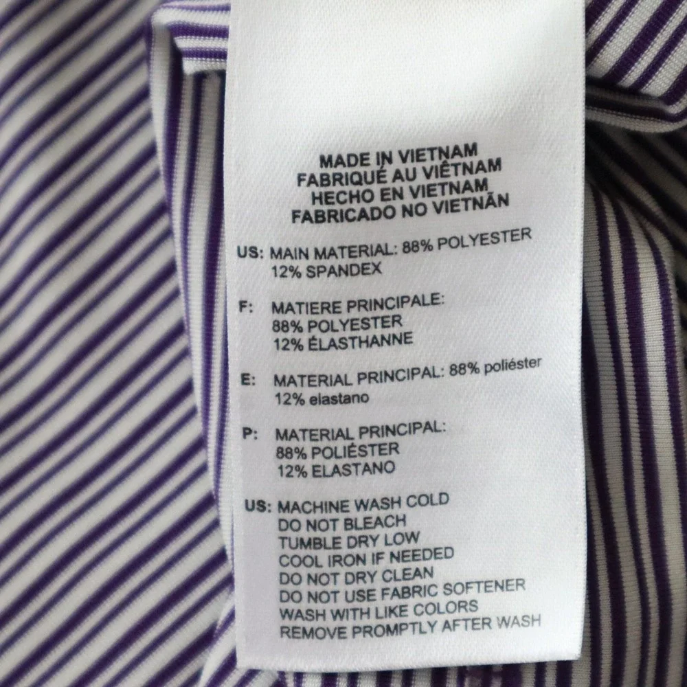 Adidas Polo Shirt Mens XL Adi Pure‎ Golf Performance Purple Striped Short Sleeve